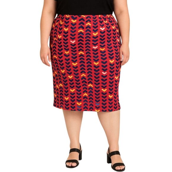 LuLaRoe Womens Plus Size 3XL Multicolor Chevron Print Pencil Skirt - Picture 1 of 7